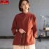Large Size Spring Cotton Linen Print Button up irt Chinese Sle Tea Costume Retro Chinese Sle Outerwear Women’s irt