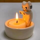 Cute cat Candle Holders Creative Aromatherapy Candle Holder Desktop Decoration Animal Candlesticks Birthday Gift Ornament