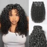 Deep Wave Clip In Hair for Women Seamless Clip in Hair Extensions Real Human Hair Clip in Hair Extensions Jet Black Hair