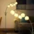 Elegant Arc Floor Lamp with Floral Design, Includes 5 LED Bulbs and Foot Switch for Living Room or Bedroom