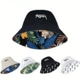 Embroidered printed fisherman hat for men and women, suitable for outdoor leisure activities, sun protection hat for all seasons