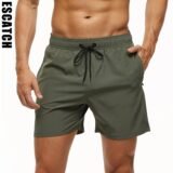 Escatch Brand 2026 Men’s Stretch Swim Trunks Quick Dry Beach Shorts With Zipper Pockets and Mesh Lining