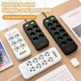 EU Plug 6AC Outlet 2M Electrical Socket Multitap Power Strip Extension Cord Smart USB Home Office Surge Protector Network Filter