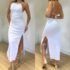 Weird Puss Valentine’s Day Strapless Dress Women Backless Sexy Peach Hip Stretch Slim Simple Hottie Dating Mini Street Clubwear