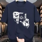European and American men’s summer smart eye print comfortable and breathable round neck T-shirt outdoor casual top