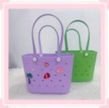 EVA Medium Oval Shape Portable Beach Bag Fashion Sports Style Large Capacity Hollow Design Handbag Waterproof Open Mouth