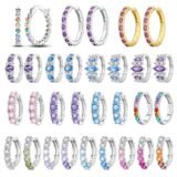 Exquisite 925 Sterling Silver 12 Birthstones Sparkling Round Zirconia Earrings Women’s Exquisite Gemstone Gifts