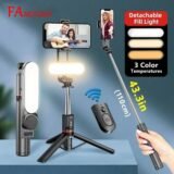 FANGTUOSI 2026 New L15 Wireless Selfie Stick Tripod Stand Foldable Monopod With Led Light For Smartphones Tiktok Shooting Live