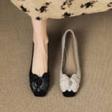 Fashion Flower Single Shoes Autumn Square Toe Shallow
