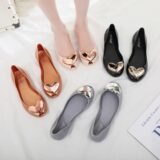 Fashionable Heart-Shaped Sandals Women’s Spring Summer Outerwear Flat-Bottomed Sandals Side-Open Fishmouth Shoe Solid Color Sing