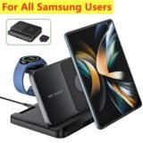 Foldable Wireless Charger Stand for Samsung Galaxy Z Fold 5 4 3 S23 Ultra Fast Charging Dock Station for Galaxy Watch 6 5 Buds2