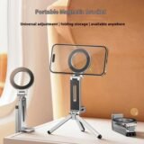 For Magsafe Plane Phone Holder Portable Magnetic Phone Holder Aluminum Alloy 360° Rotating Foldable Tripod for Travel/Car/Desk