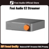 Fosi Audio S3 HiFi Music Streamer Network music Player Bluetooth 5.3 AKM4493SEQ DAC Preamp Compatible with AirPlay2, Google Cast