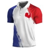 France Flag Simple Classic Polo Shirt For Men’s Clothes Rooster Eiffel Tower Print Short Sleeve Shirts Summer Streetwear Top