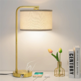 Fully Dimmable Bedside Lamp USB C+A Ports, Modern