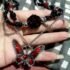 Personality Trendy Red Heart Crystal Pendant Necklace for Women Retro Rose Flower Collarbone Chain Hallowmas Jewelry Accessory