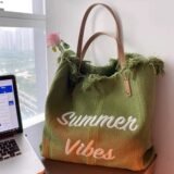 Handbag Woman Bag Summer Simple Niche Travel Beach Tote Bag Tassel Letter Embroidery Fashion Large Capacity Shoulder Bags 2025