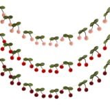 Handmade Cherry Felt Balls Garlands String Wall Decoration for Home Classrooms A0KF