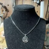 handmade y2k whimsigoth spiral swirl pendant stainless steel snake cord necklace