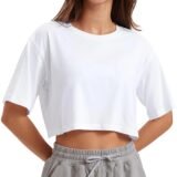 Harajuku Shirt Funny Y2K Women’s Crop Tops Casual Female White Crop Tops T-shirt Round Neck Short Loose Tees Summer Streetwear