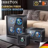 IBBETON 1 2 4 6 Slot Luxury Watch Winder For Automatic Watches Box Carbon Fiber Texture With Mute Motor Watch Automati