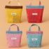Macaron Color-Block Mesh Handbag Outdoor Portable Storage Bag Beach Bag Skincare Organizer Bag with Dual Zippered Pockets