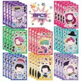Kawaii Anime K-pop Demon Hunter Sticker 8Sheets DIY Make a Face Puzzle Stickers Cartoon Toys Jigsaw Assemble Decals Kids Gifts
