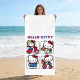 Kawaii Hello Kitty Beach Towel – Vibrant Durable for Bathroom Pool Beach, Decor & Gift for Kids