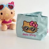 Kawaii Hello Kitty Beach Vacation Canvas Bag Cartoon Cute Embroidery Hand-held Storage Bag Sanrio Gift Toy for Girl