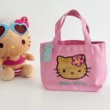 Kawaii Hello Kitty Beach Vacation Canvas Bag Cartoon Cute Embroidery Hand-held Storage Bag Sanrio Gift Toy for Girl