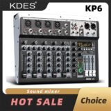 KDES KP6 Audio Mixer 6 Channel 99 DSP Effect Record PC 48V Phantom Power USB Sound Mixers Bluetooth DJ Console Mixing for Karaok