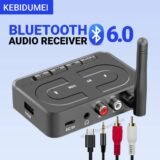 KEBIDUMEI Bluetooth 6.0 Audio Receiver 3.5mm AUX RCA With Mic HIFI Stereo Wireless Adapter Support U-Disk For Car Speaker Amp