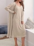 Khaki Ladies Large Size Woven Casual Set Comfortable Fashionable plus Size Outfit Women’s Clothing Set Khaki