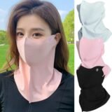 Ladies and Men’s Summer Full Face Hyaluronic Acid Sunscreen Mask UPF 500+UV Protection Breathable Ice Silk Mask for Outdoor Spor
