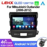 LEHX 2 Din Android 14 Car Radio Multimedia Player For Mitsubishi Outlander 2006-2011 Peugeot 4007 Citroen C-Crosser Carplay Gps