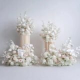 Luxurious Wedding Decor White Aisle Floor Floral Arrangement Backdrop Hyacinth Orchid Baby breath Decor Flower Row party Supplie