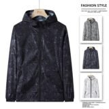 Men’s Ice Silk UV Protection Clothing Thin Outdoor Windbreaker Summer Fashionable Sunscreen Coat Loose Fit Long Sleeve Zipper