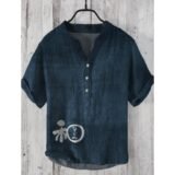 Men’s Linen Blend Comfortable Breathable Shirt Loose Casual V-neck Tops Multiple Colors Available men’s Clothing
