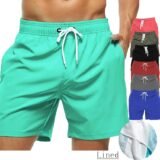 Men’s Swim Trunks Beach Shorts Drawstring with Mesh Lining Elastic Waist Plain Breathable Soft Casual Daily Streetwear