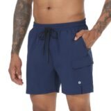 Men’s Swim Trunks Quick Dry Swimwear Surf Swimwear with Zipper Pockets and Mesh Lining