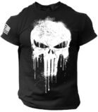 Men’s T shirt for men 3D Print Military Patriotic Skull Dropped T Shirt Oversized Short-Sleeved Sportswear Men Clothing Top Tees