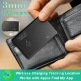 Mini Wallet Tracker Card Wireless Charging Tracking Location Waterproof GPS Locator Work with Apple Find My App Tracker for IOS