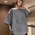 Harajuku Long T Shirt Spring Autumn Solid Simple Oversized T-shirt for Women Goth T-shirts Split White Black Long Sleeve Tops
