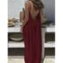 Women Summer Mesh Wrapped Dress Long Sleeve Round Neck See Through Sunscreen Solid Color Backless Beach Long Dress