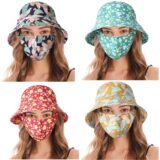 New Dust Mask Hat Unisex Flower Fisherman Hat Outdoor Protect Neck Anti-uv Sunscreen Hat Tea Picking Cap With Mask