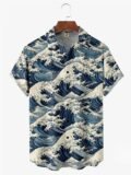 New Hawaiian Shirts for Mens Short Sleeve Tops Japanese Style 3D Print Ukiyoe Wave Graphic Clothes Summer Streetwear Male Shirts