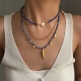 Ocean Fashion Jewelry Natural lapis lazuli spinel bead necklace women’s summer Metal Fish Pendant versatile accessory