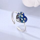 Original 925 Sterling Silver Van Gogh Star Open Rings For Women Girls Jewelry Birthday Anniversary Gifts