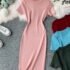 Slimming Ice Silk Knitted ort Skirt V-Ne Wrap Bodycon Dr Korean Sle High Waist Spring Summer Faion for Young Women