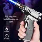 Outdoor 1300 ℃ Wind Energy Metal Butane Gas Turbocharged High Temperature Gun Mouth Inflatable Lighter Men’s Gift